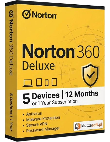 Norton 360 Deluxe — 5 Urządzeń, 12 Miesięcy