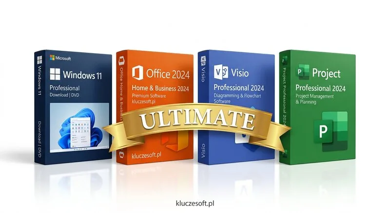 Microsoft Zestaw Ultimate: Windows 11 Pro + Office 2024 + Visio 2024 + Project 2024 – oryginalny klucz aktywacyjny |...
