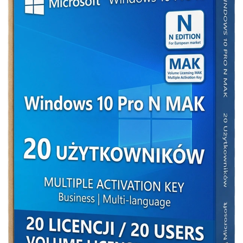 Windows 10 Pro N MAK — 20 użytkowników