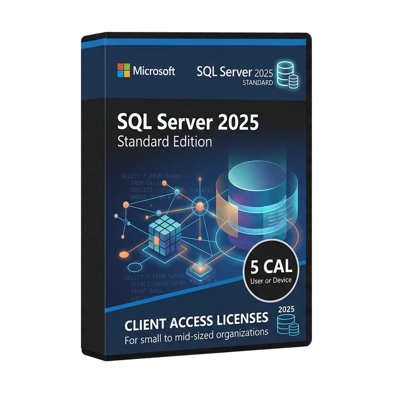 Microsoft SQL Server 2025 Standard 5 CAL – oryginalny klucz aktywacyjny | KluczeSoft.pl