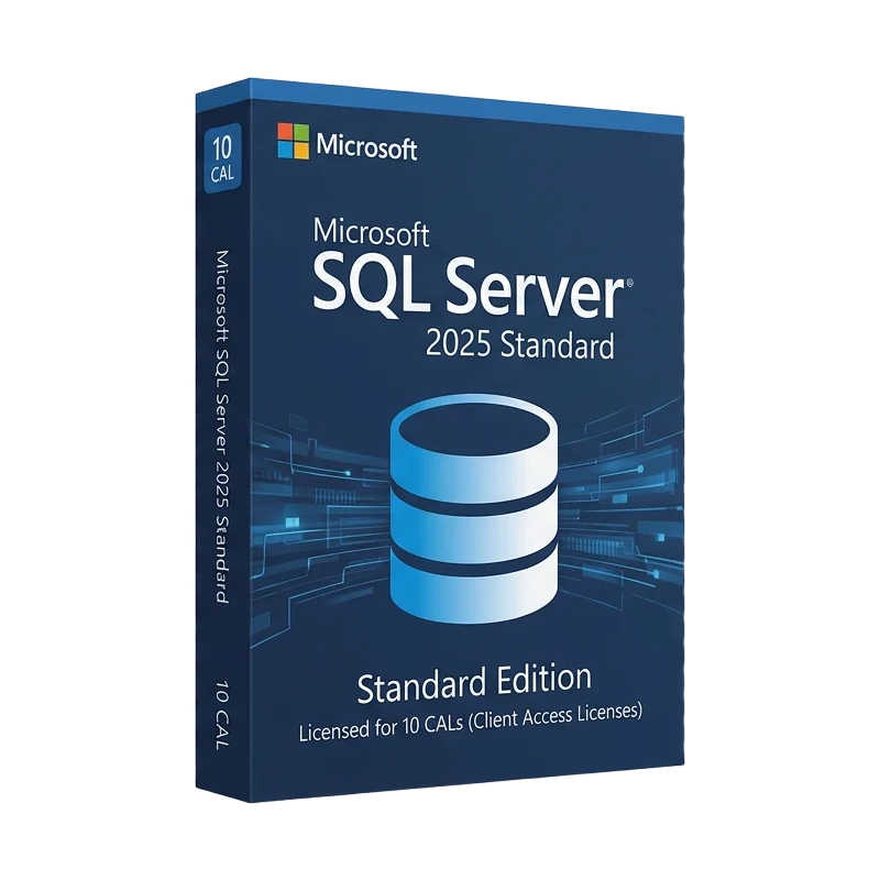 Microsoft SQL Server 2025 Standard 10 CAL – oryginalny klucz aktywacyjny | KluczeSoft.pl