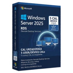 Microsoft Windows Server 2025 RDS 5 CAL Urządzenia – oryginalny klucz aktywacyjny | KluczeSoft.pl