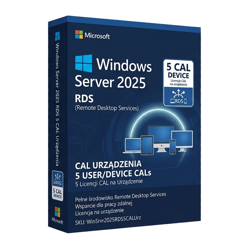 Microsoft Windows Server 2025 RDS 5 CAL Urządzenia – oryginalny klucz aktywacyjny | KluczeSoft.pl