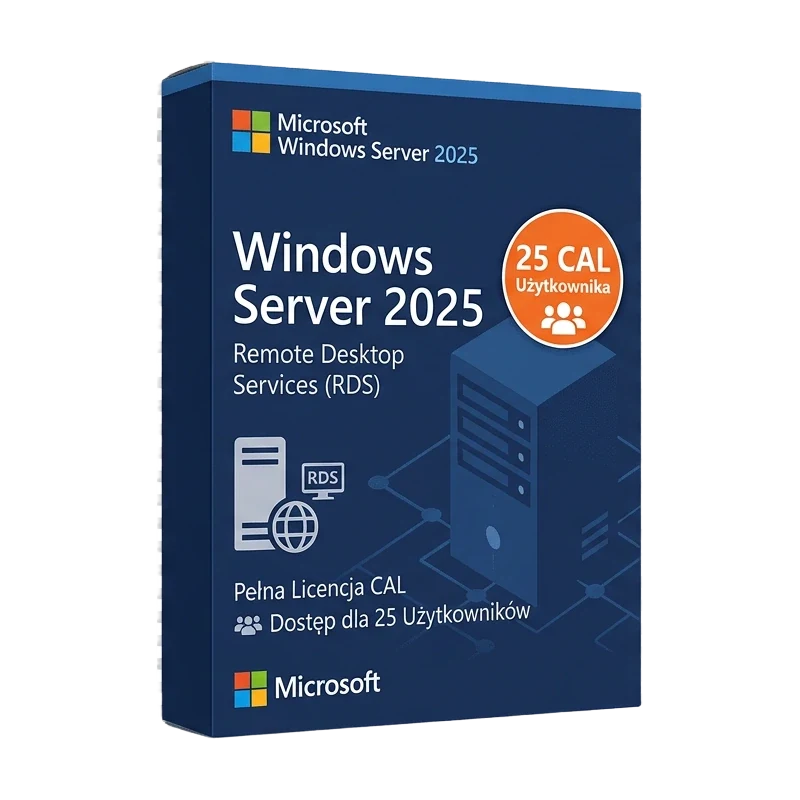 Microsoft Windows Server 2025 RDS 25 CAL Użytkownika – oryginalny klucz aktywacyjny | KluczeSoft.pl