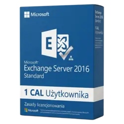 Microsoft Exchange Server 2016 Standard — 1 CAL Użytkownika – legalna licencja, gwarancja autentyczności