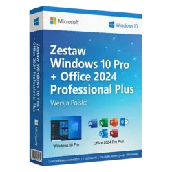 Zestaw Windows 10 Pro + Office 2024 Professional Plus – legalna licencja, gwarancja autentyczności