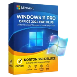 Zestaw Windows 11 Pro + Office 2024 Pro Plus + Norton 360 Deluxe – natychmiastowa dostawa email, wsparcie w jęz. polskim