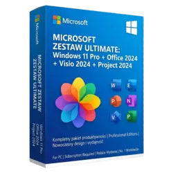Microsoft Zestaw Ultimate: Windows 11 Pro + Office 2024 + Visio 2024 + Project 2024 – klucz licencyjny z fakturą VAT 23%