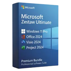 Microsoft Zestaw Ultimate: Windows 11 Pro + Office 2024 + Visio 2024 + Project 2024 – legalna licencja, gwarancja autentyczności