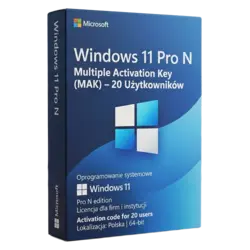 Windows 11 Pro N MAK — 20 użytkowników – legalna licencja, gwarancja autentyczności