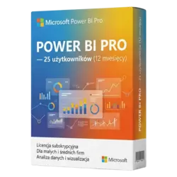 Power BI Pro — 25 użytkowników (12 miesięcy) – legalna licencja, gwarancja autentyczności
