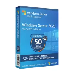 Microsoft Windows Server 2025 Standard 50 CAL Użytkownika – klucz licencyjny z fakturą VAT 23%