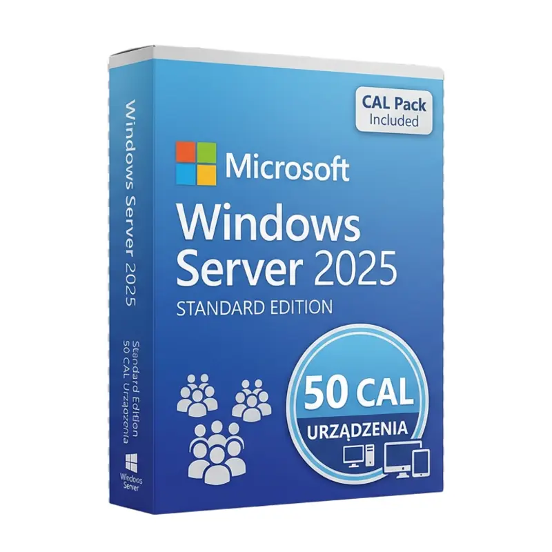 Microsoft Windows Server 2025 Standard 50 CAL Urządzenia – oryginalny klucz aktywacyjny | KluczeSoft.pl