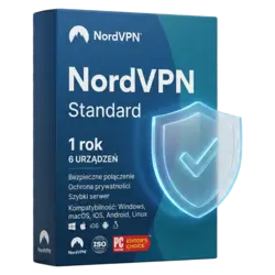 NordVPN Standard — 1 rok, 6 urządzeń – natychmiastowa dostawa email, wsparcie w jęz. polskim