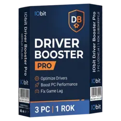 IObit Driver Booster Pro — 3 PC, 1 rok – klucz licencyjny z fakturą VAT 23%