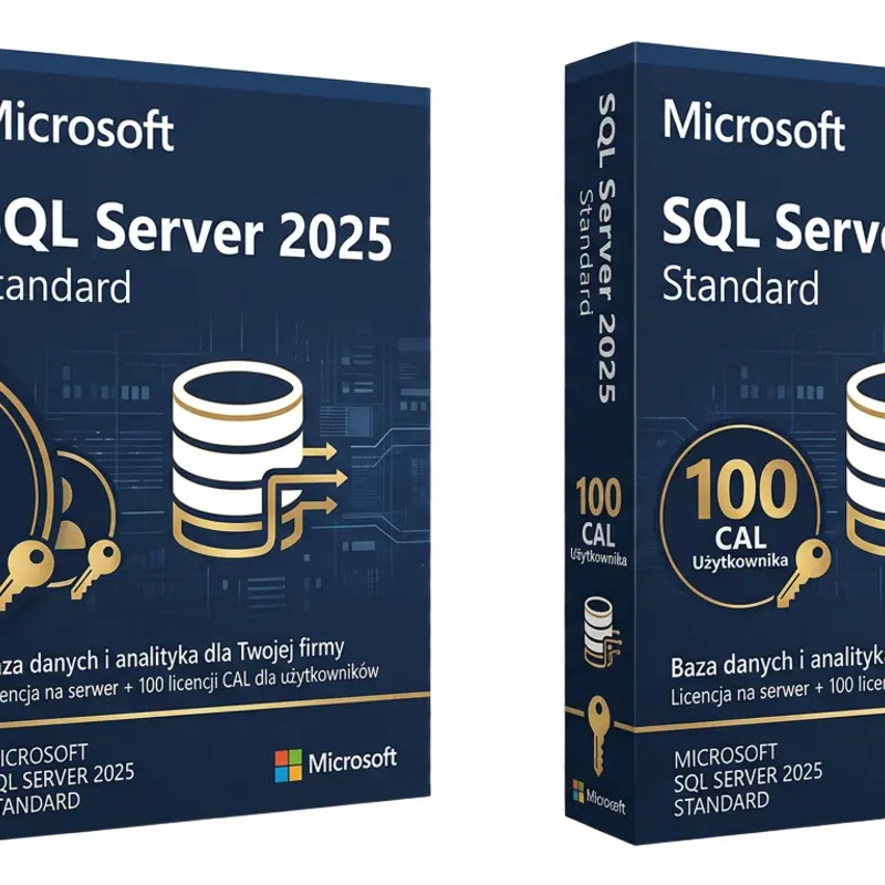 Microsoft SQL Server 2025 Standard 100 CAL Użytkownika – oryginalny klucz aktywacyjny | KluczeSoft.pl