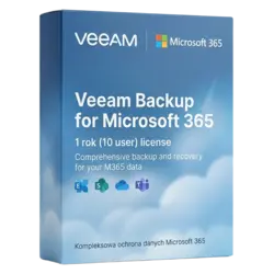 Veeam Backup for Microsoft 365 1 rok (10 user) – legalna licencja, gwarancja autentyczności