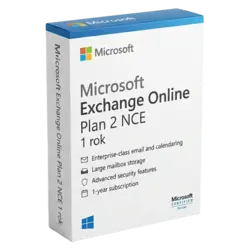 Microsoft Exchange Online Plan 2 NCE 1 rok – legalna licencja, gwarancja autentyczności