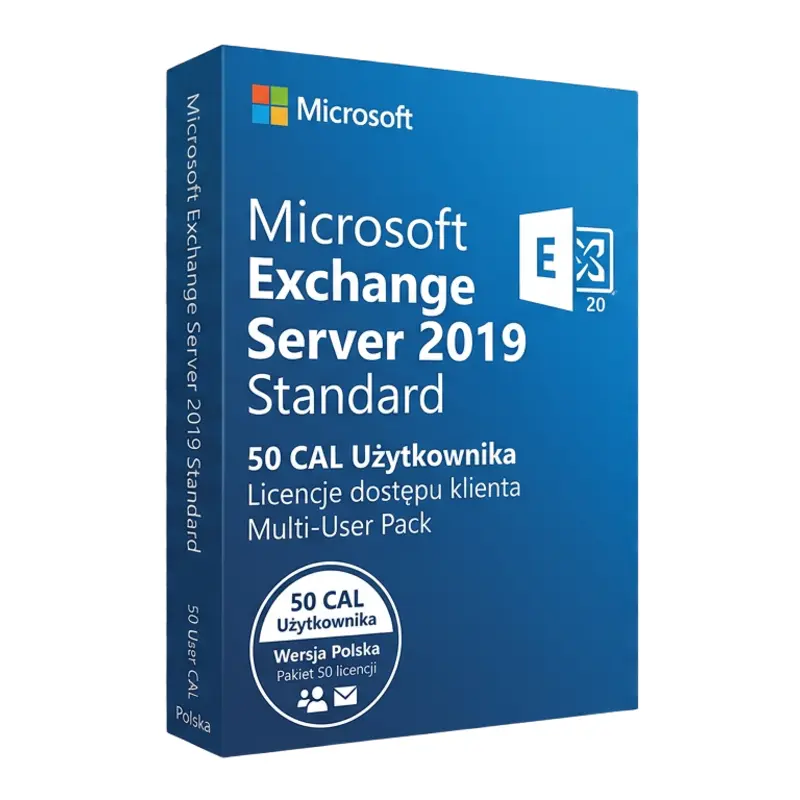 Microsoft Exchange Server 2019 Standard 50 CAL Użytkownika – oryginalny klucz aktywacyjny | KluczeSoft.pl