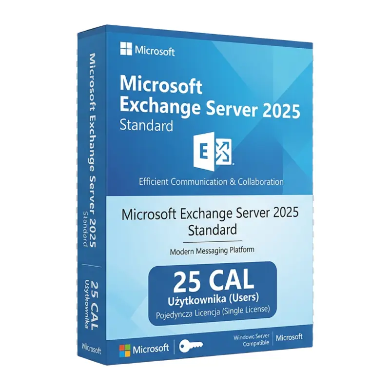 Microsoft Exchange Server 2025 Standard 25 CAL Użytkownika – oryginalny klucz aktywacyjny | KluczeSoft.pl