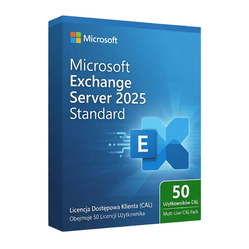 Microsoft Exchange Server 2025 Standard 50 CAL Użytkownika – oryginalny klucz aktywacyjny | KluczeSoft.pl