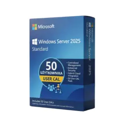 Microsoft Windows Server 2025 Standard 50 CAL Użytkownika – natychmiastowa dostawa email, wsparcie w jęz. polskim