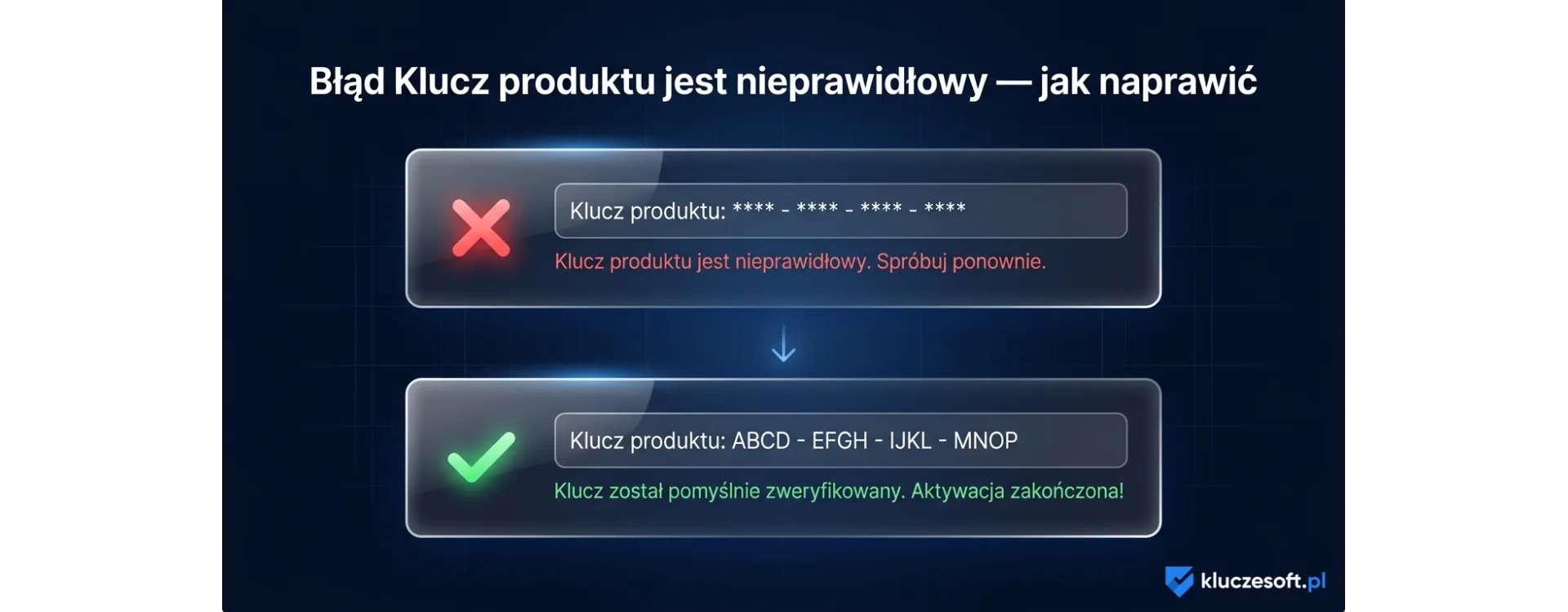 Błąd "Klucz produktu jest nieprawidłowy" — jak naprawić w Windows i Office