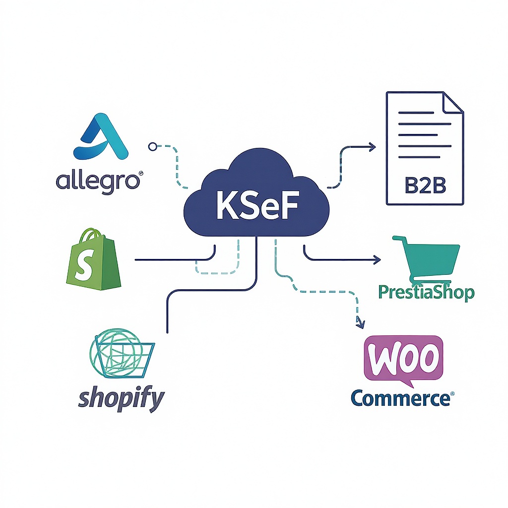 KSeF a sklep internetowy — Allegro, Shopify, PrestaShop, WooCommerce integracja 2026